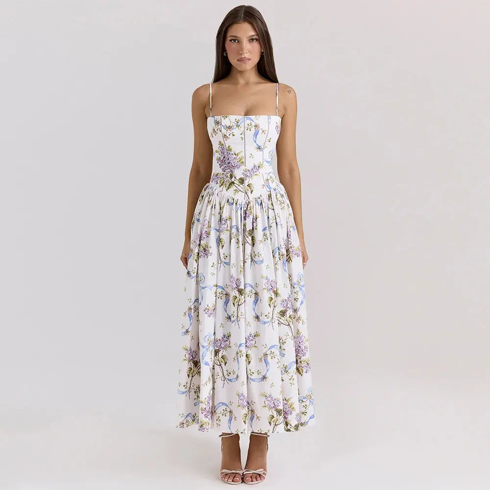 Bella Floral Corset Maxi Dress - Bellaovo