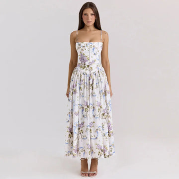 Bella Floral Corset Maxi Dress - Bellaovo