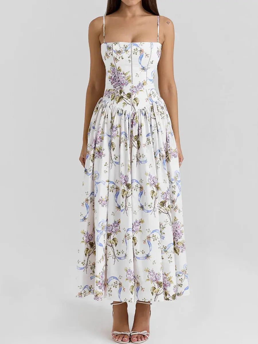 Bella Floral Corset Maxi Dress - Bellaovo