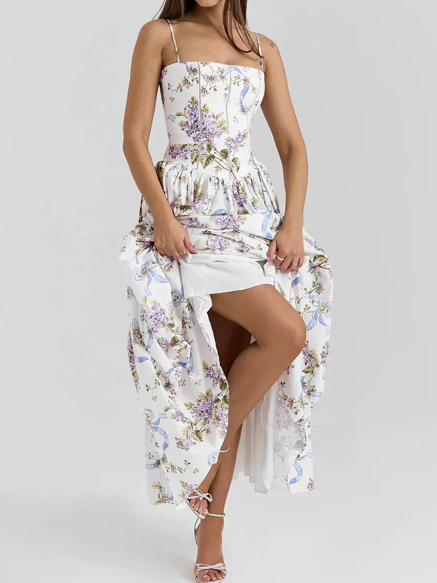 Bella Floral Corset Maxi Dress - Bellaovo