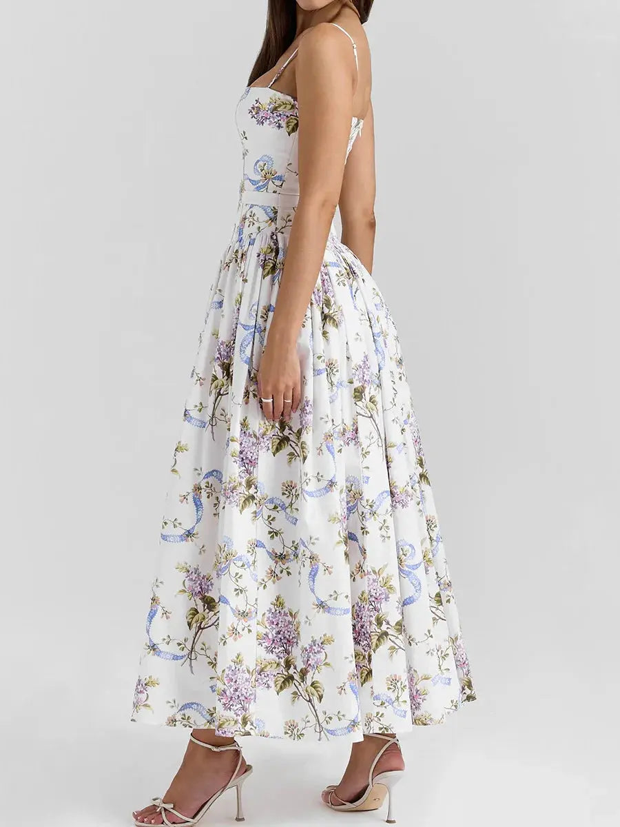 Bella Floral Corset Maxi Dress - Bellaovo