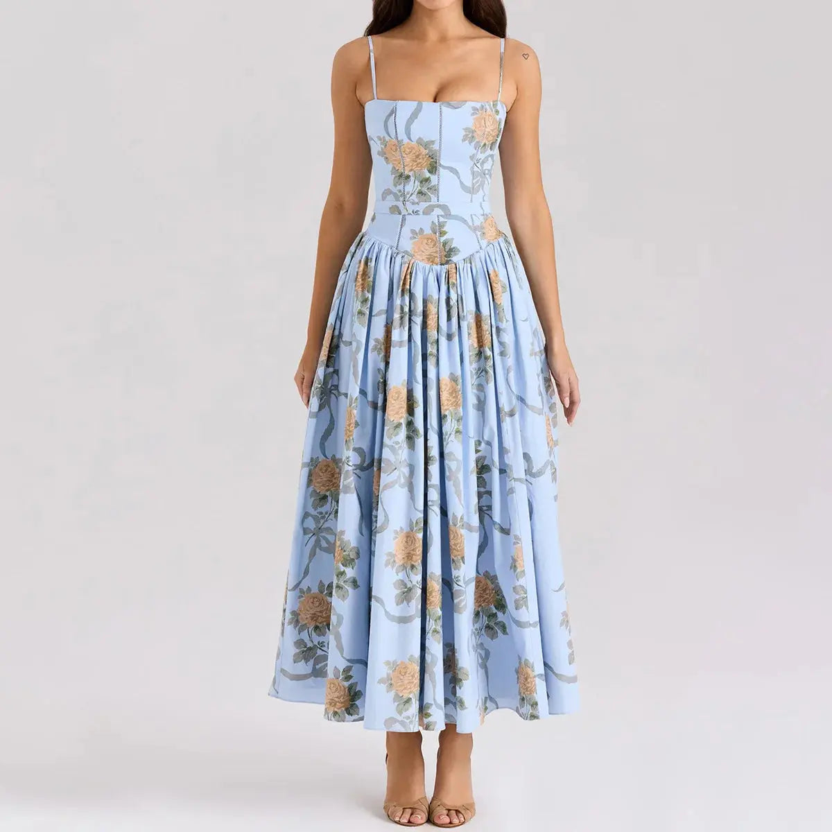 Bella Floral Corset Maxi Dress - Bellaovo