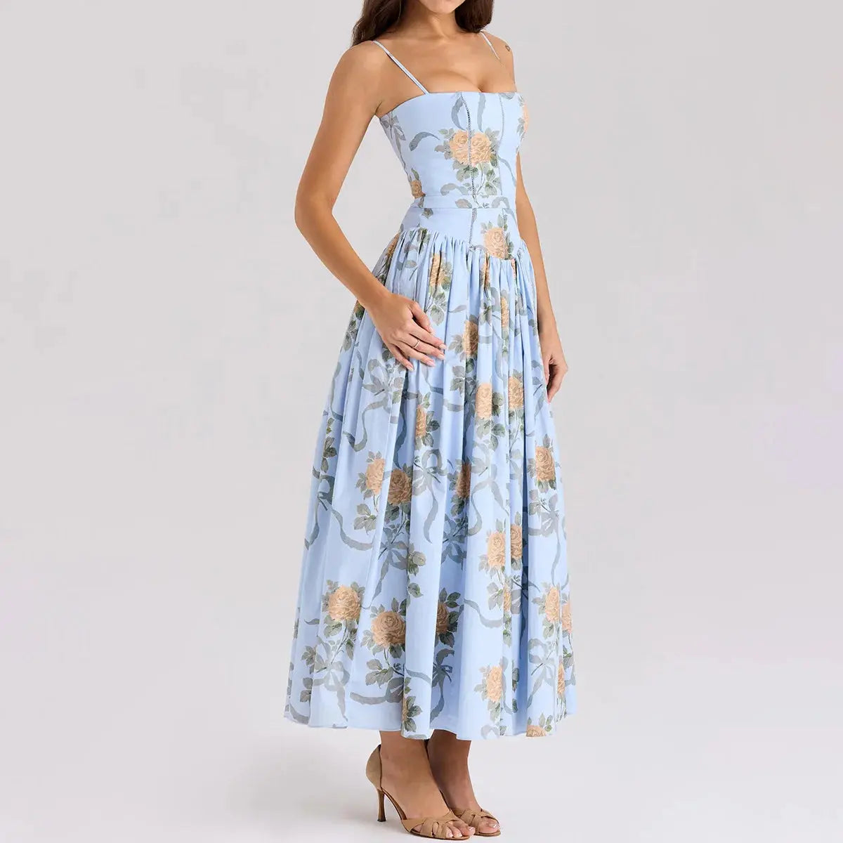 Bella Floral Corset Maxi Dress - Bellaovo