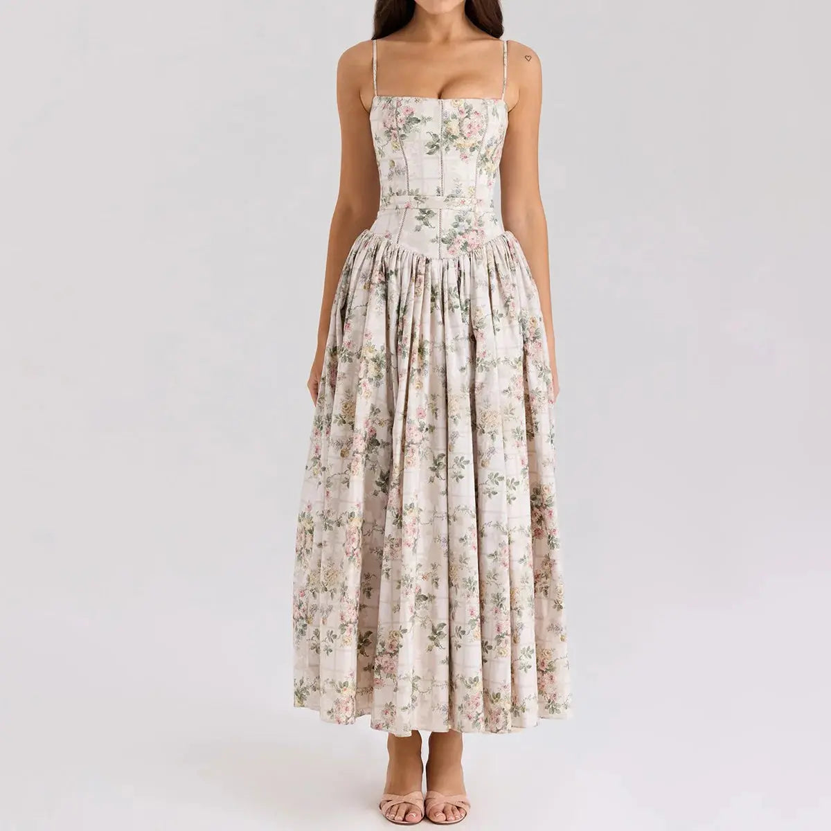 Bella Floral Corset Maxi Dress - Bellaovo