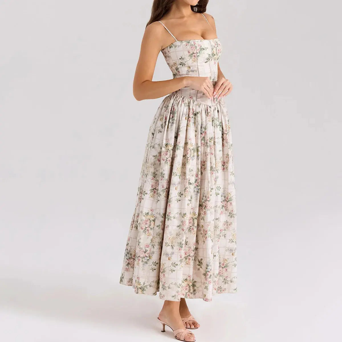 Bella Floral Corset Maxi Dress - Bellaovo