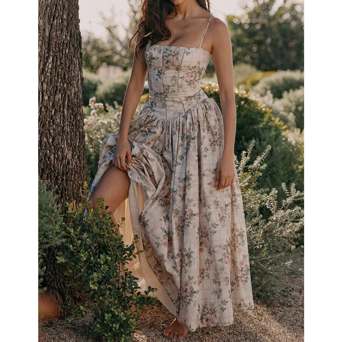 Bella Floral Corset Maxi Dress - Bellaovo