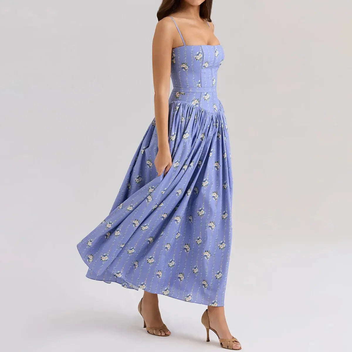 Bella Floral Corset Maxi Dress - Bellaovo