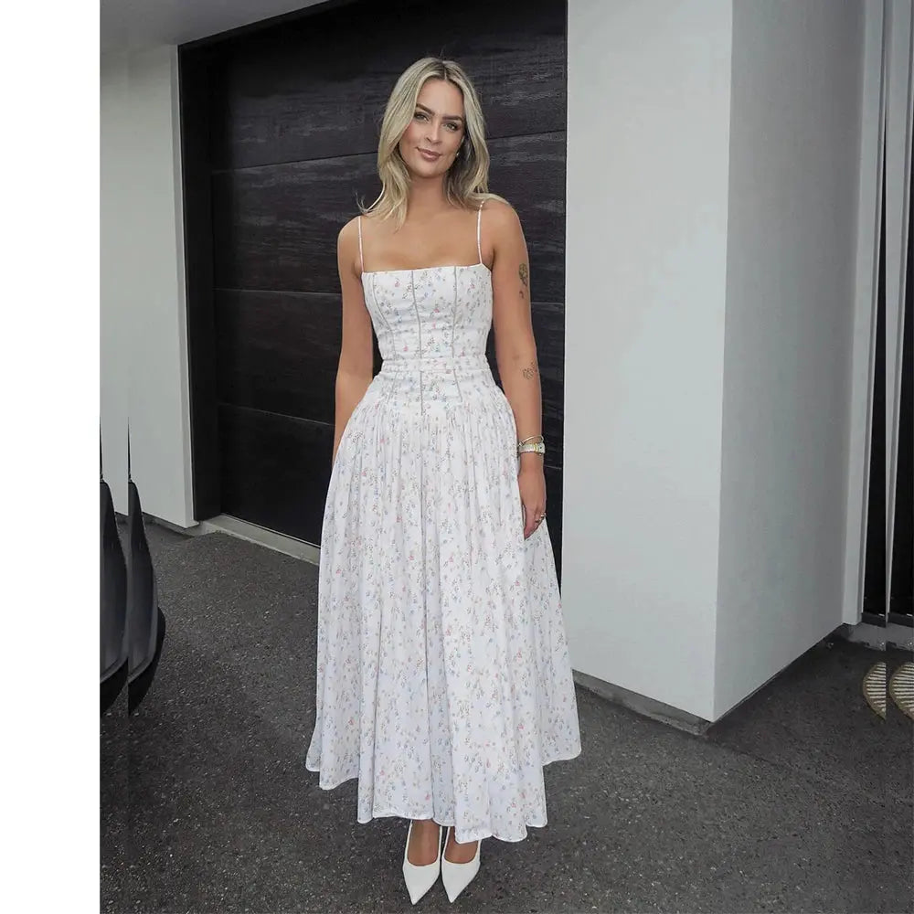 Bella Floral Corset Maxi Dress - Bellaovo