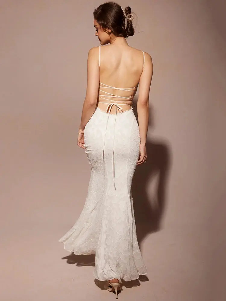 Bella Ivory Lace Maxi Dress - Bellaovo