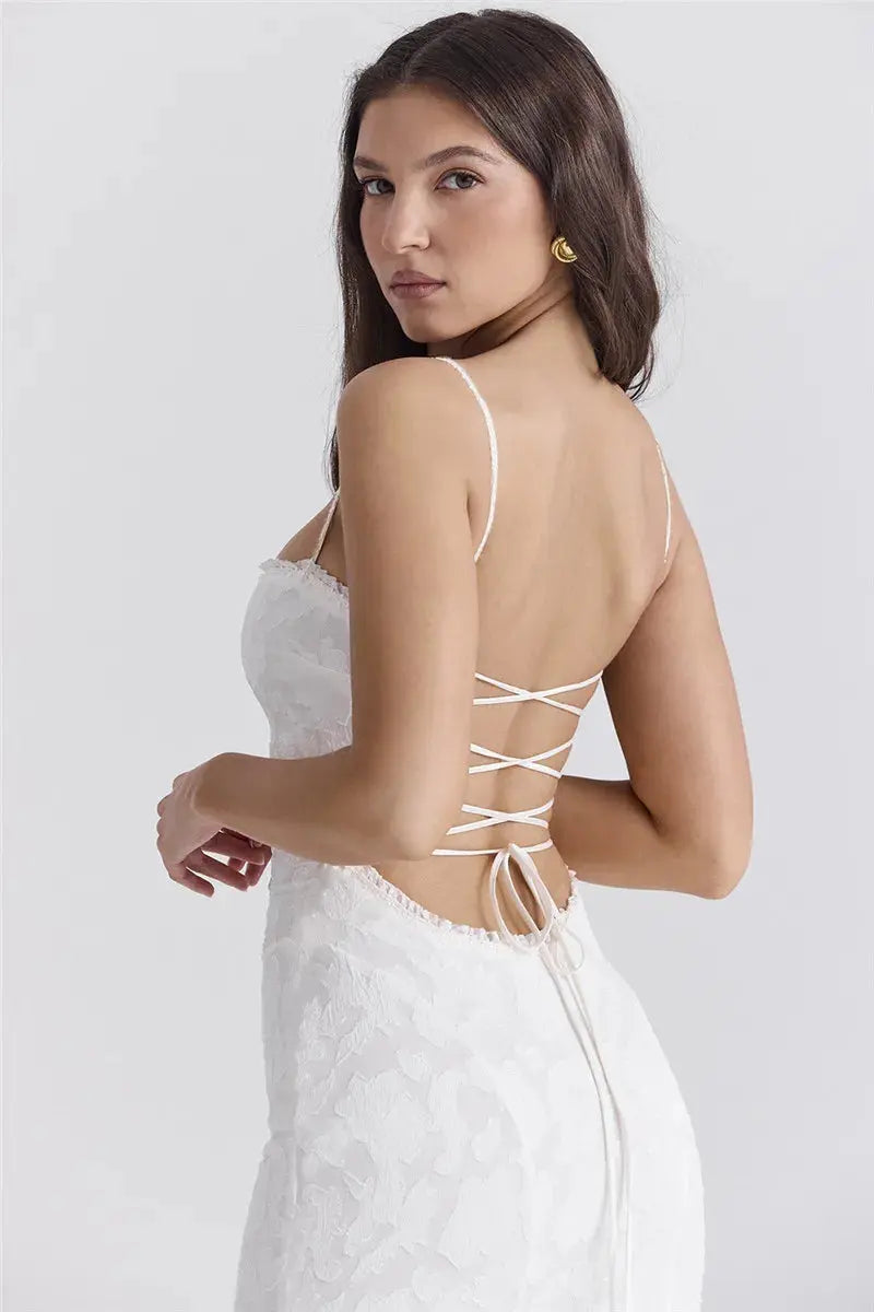 Bella Ivory Lace Maxi Dress - Bellaovo