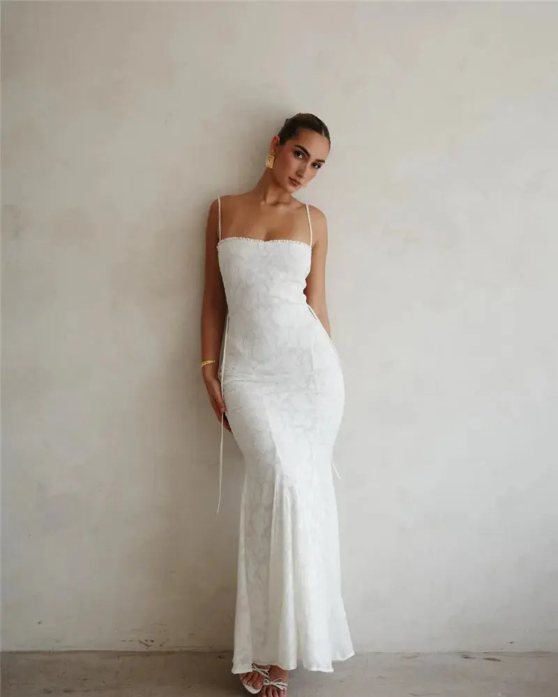 Bella Ivory Lace Maxi Dress - Bellaovo