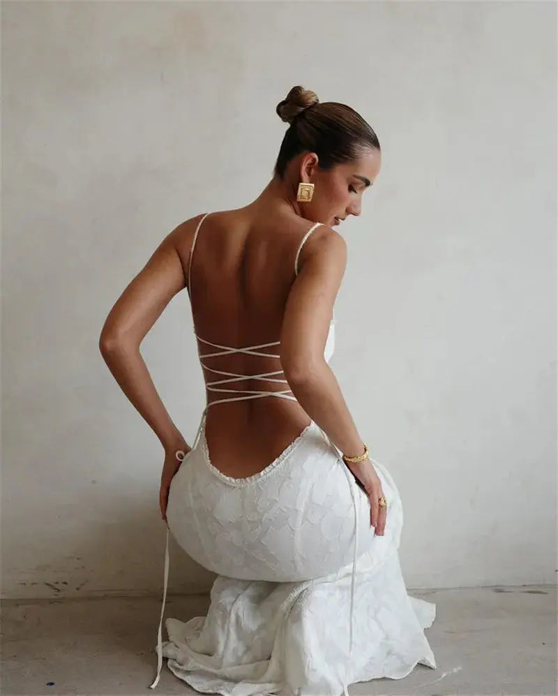 Bella Ivory Lace Maxi Dress - Bellaovo