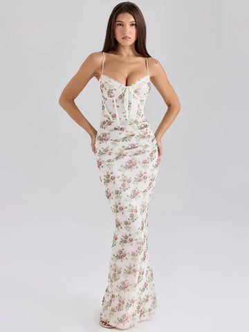 Bella Rose Corset Maxi Dress - Bellaovo