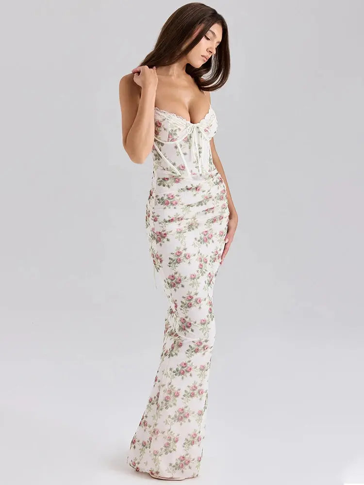 Bella Rose Corset Maxi Dress - Bellaovo