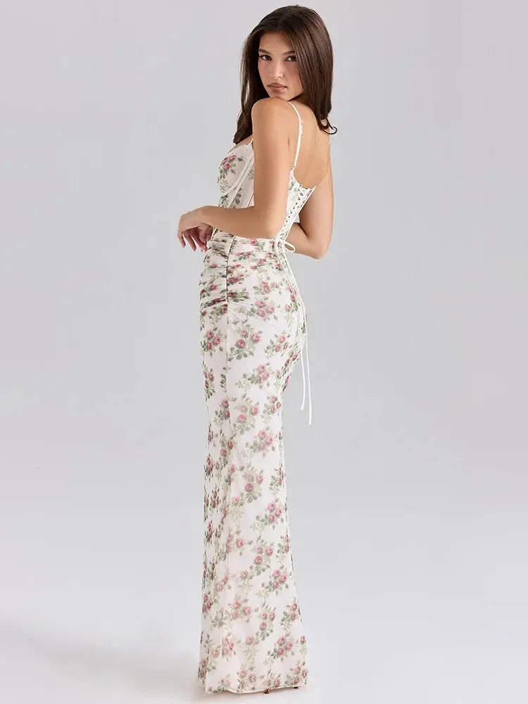 Bella Rose Corset Maxi Dress - Bellaovo