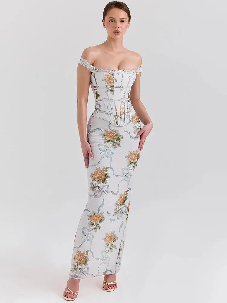 Bella Fleur Corset Maxi Dress - Bellaovo