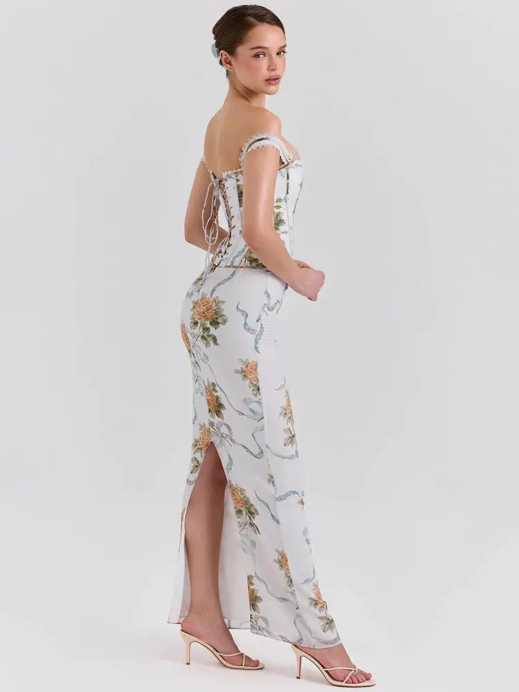 Bella Fleur Corset Maxi Dress - Bellaovo