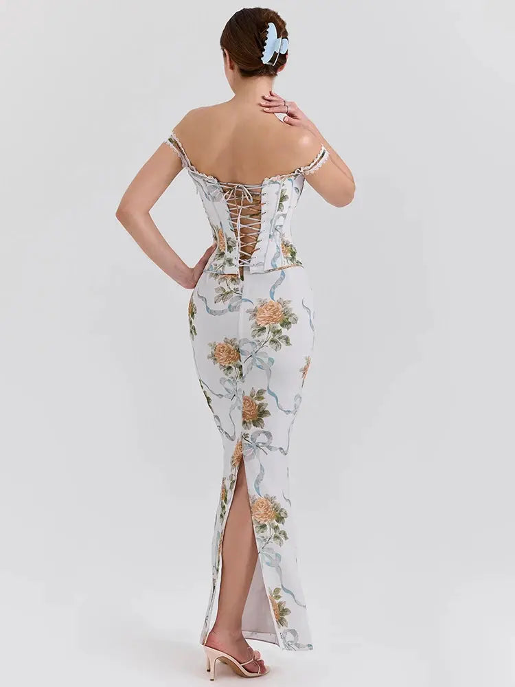 Bella Fleur Corset Maxi Dress - Bellaovo