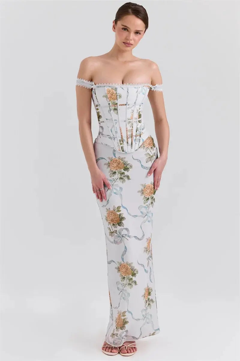 Bella Fleur Corset Maxi Dress - Bellaovo