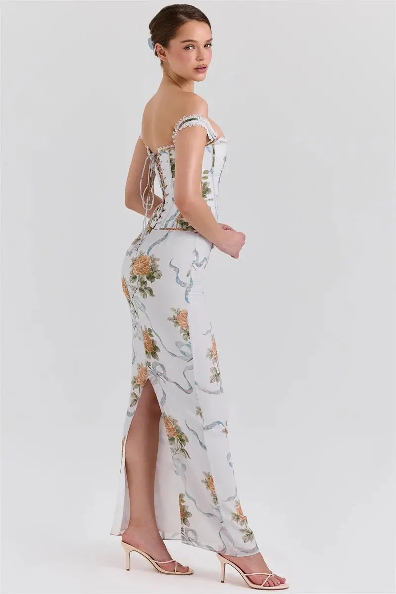 Bella Fleur Corset Maxi Dress - Bellaovo