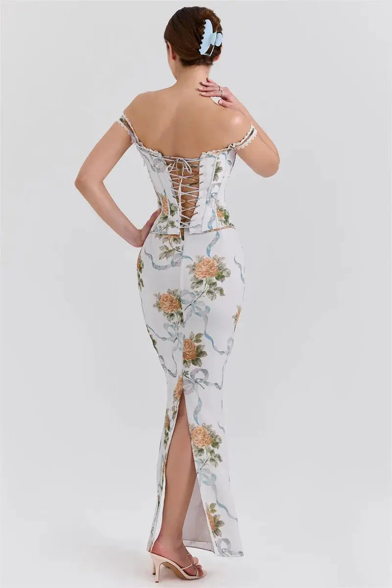 Bella Fleur Corset Maxi Dress - Bellaovo