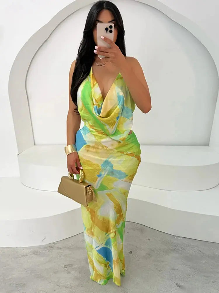 Bella Aurora Abstract Maxi Dress - Bellaovo