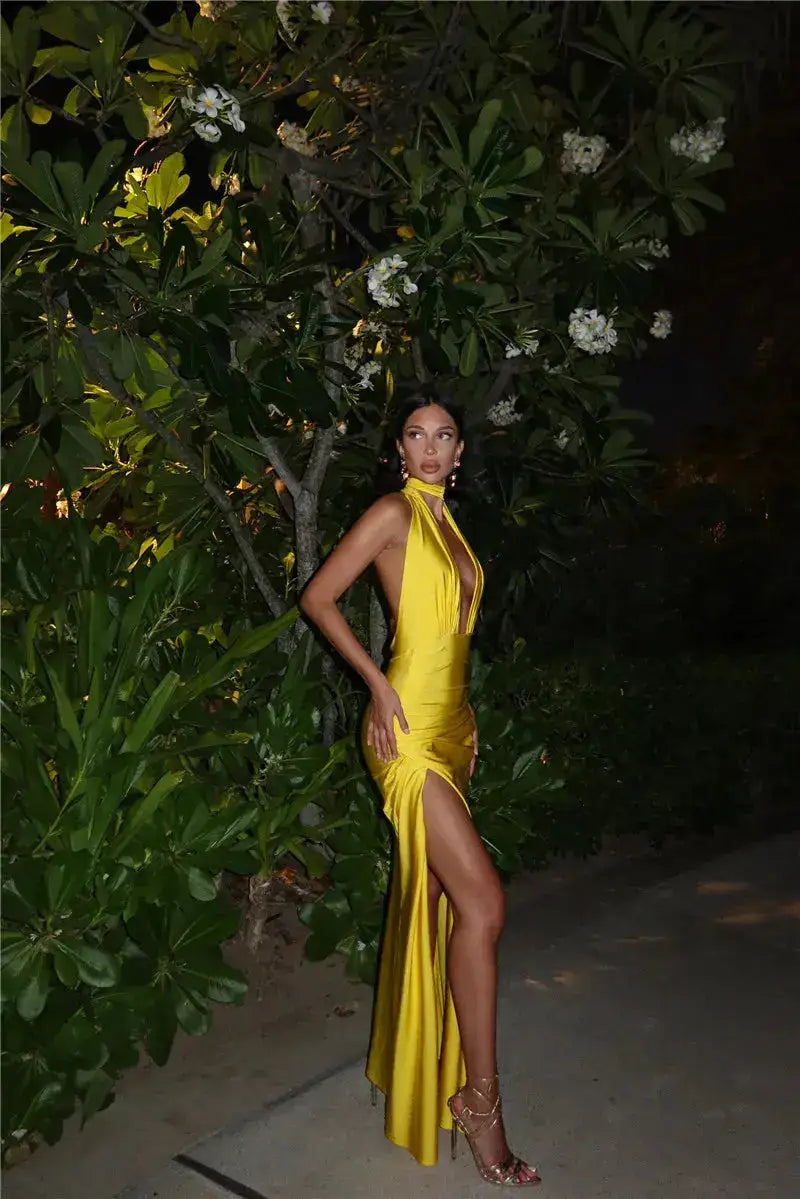 Bella Mirage Halter Maxi Dress - Bellaovo