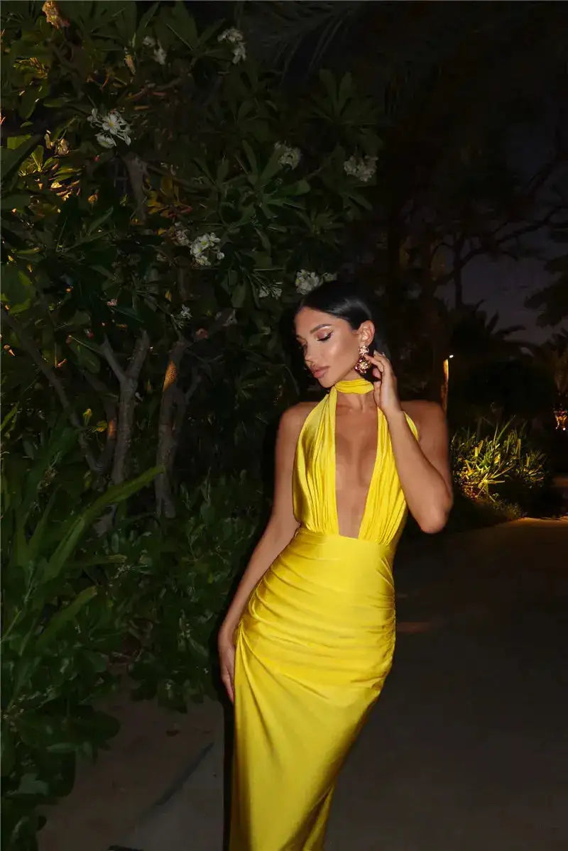 Bella Mirage Halter Maxi Dress - Bellaovo