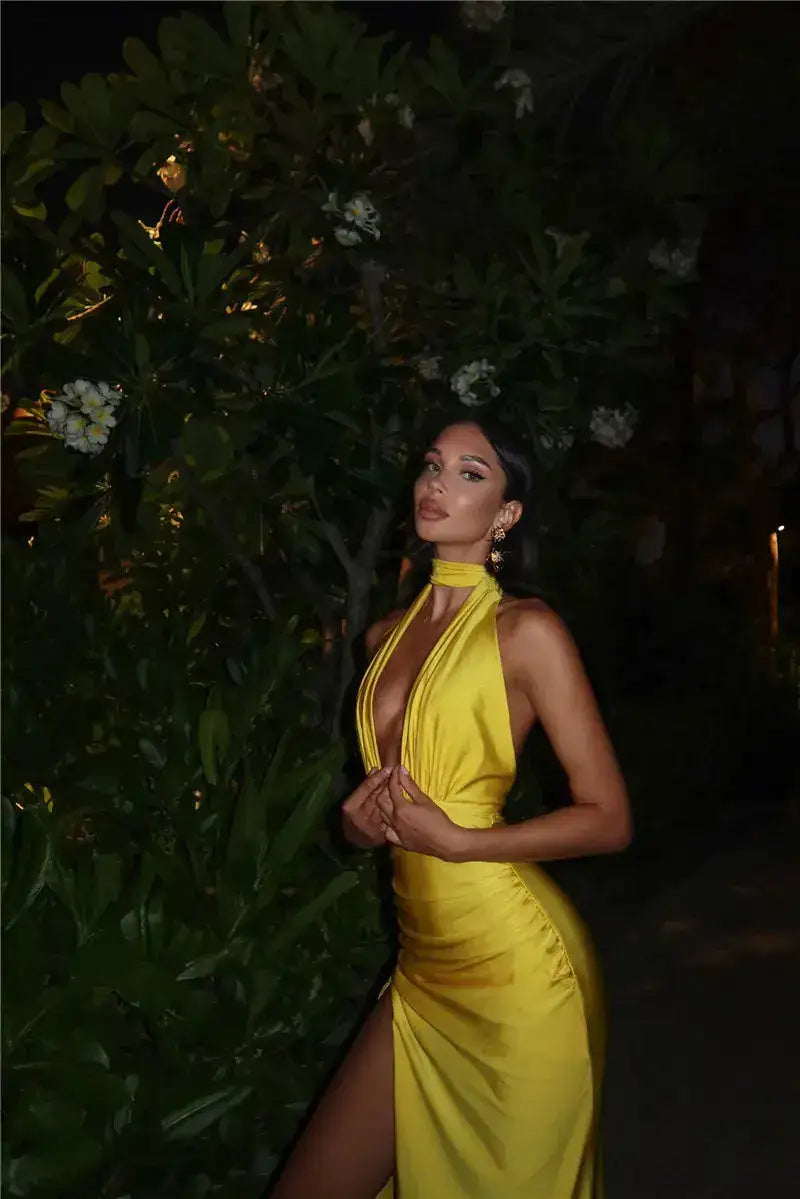 Bella Mirage Halter Maxi Dress - Bellaovo